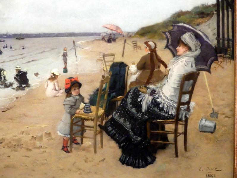 Ernest Ange Duez (1885), Mutter und Tochter am Strand, Madrid, Museo Thyssen-Bornemisza, Saal G, europäische Malerei des 19. Jahrhunderts, 1885, Bild 2/4