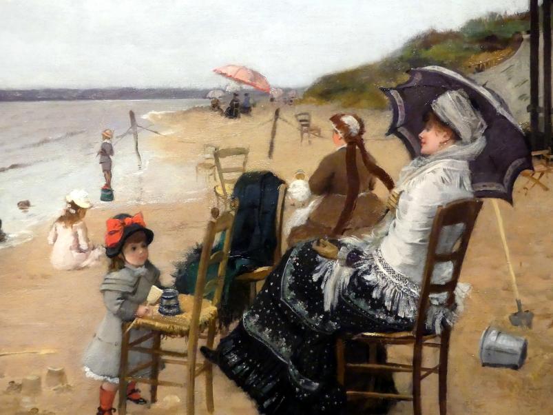 Ernest Ange Duez (1885), Mutter und Tochter am Strand, Madrid, Museo Thyssen-Bornemisza, Saal G, europäische Malerei des 19. Jahrhunderts, 1885, Bild 3/4