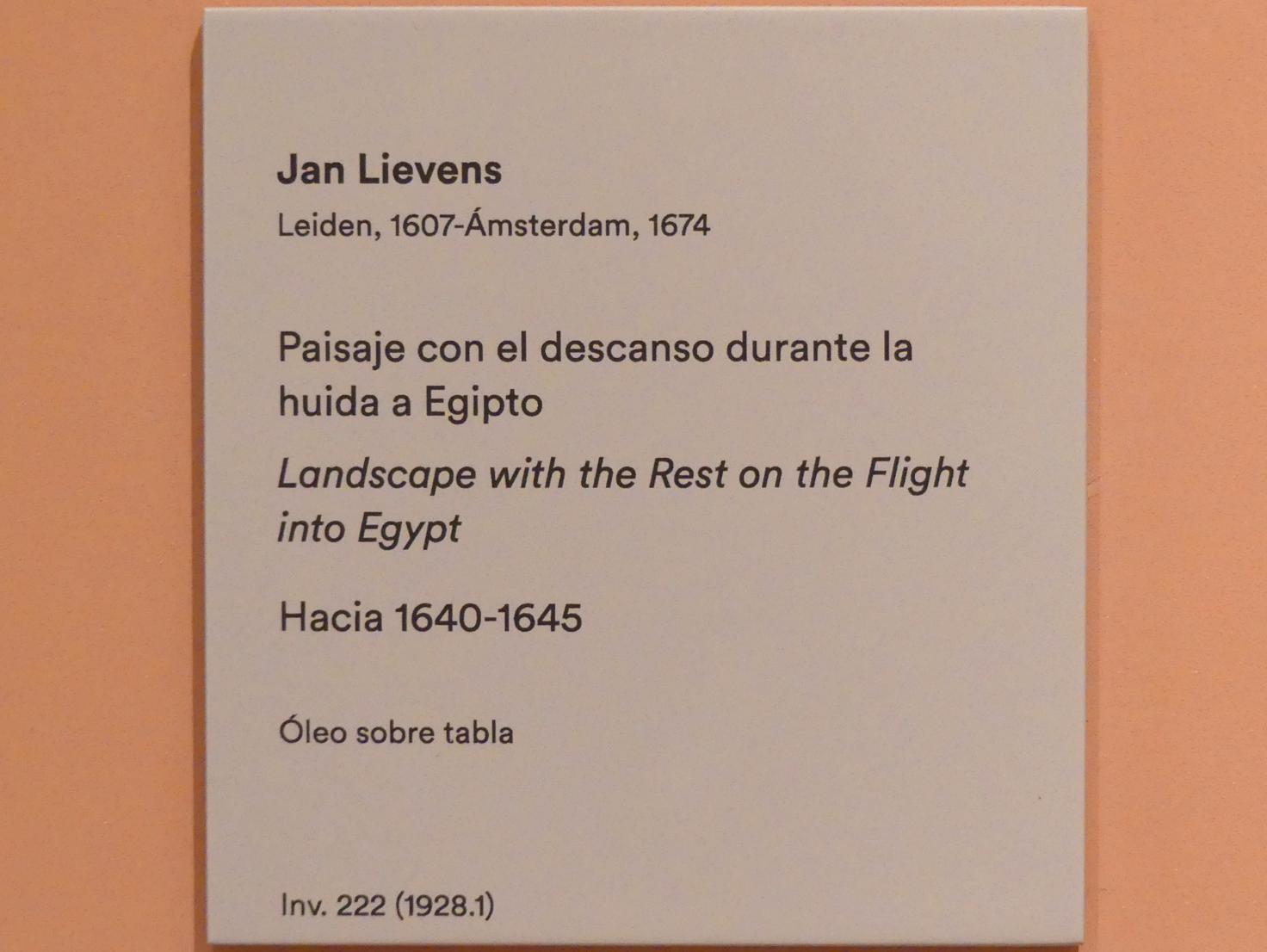 Jan Lievens (1628–1654), Ruhe auf der Flucht, Madrid, Museo Thyssen-Bornemisza, Saal 24, niederländische Malerei des 16. Jahrhunderts, um 1640–1645, Bild 2/2