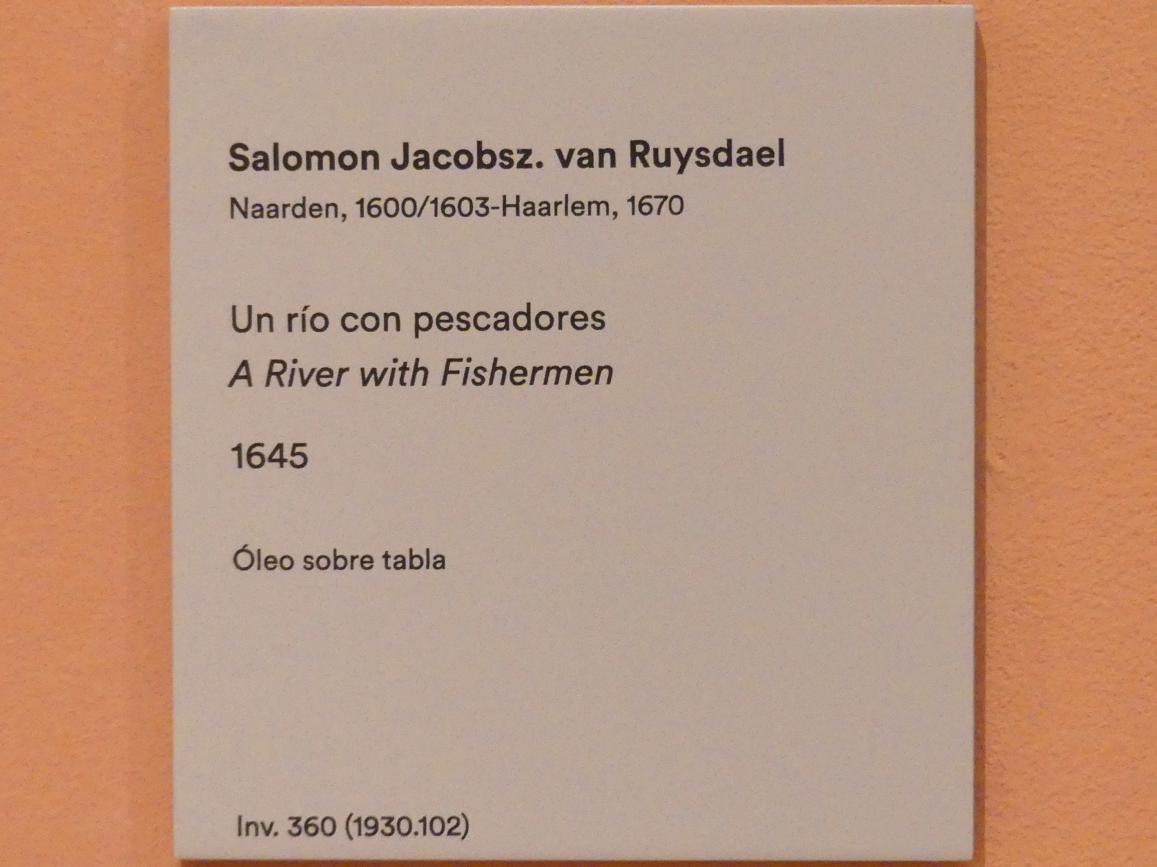 Salomon van Ruysdael (1631–1665), Fluss mit Fischern, Madrid, Museo Thyssen-Bornemisza, Saal 24, niederländische Malerei des 16. Jahrhunderts, 1645, Bild 2/2