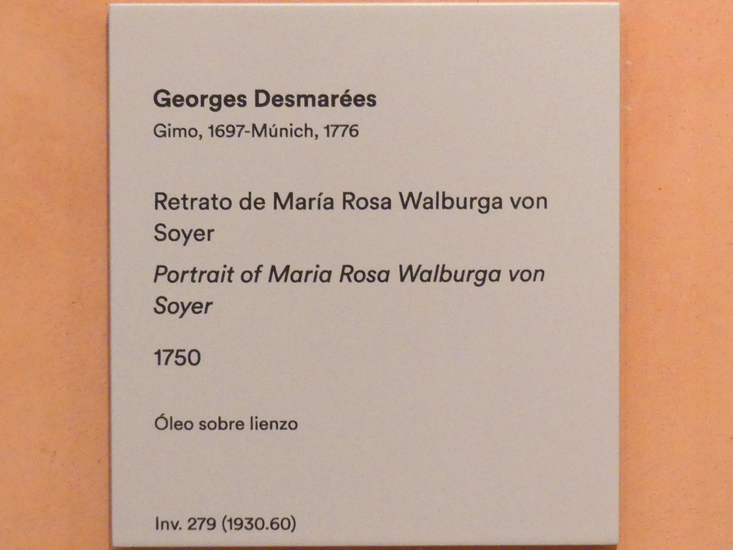 George Desmarées (1725–1762), Porträt der Maria Rosa Walburga von Soyer, Madrid, Museo Thyssen-Bornemisza, Saal 28, französische und englische Malerei des 18. Jahrhunderts, 1750, Bild 2/2