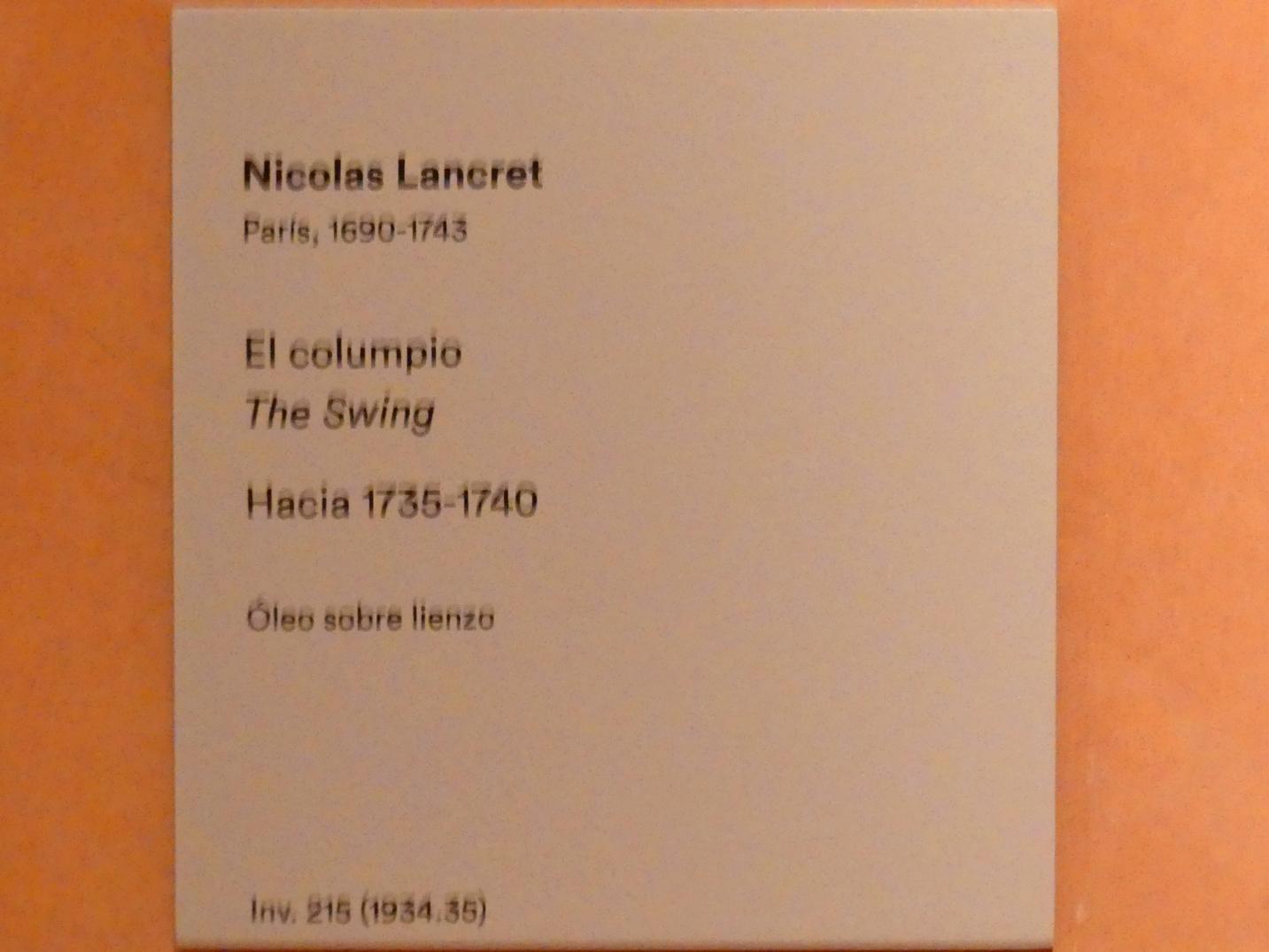Nicolas Lancret (1723–1743), Die Schaukel, Madrid, Museo Thyssen-Bornemisza, Saal 28, französische und englische Malerei des 18. Jahrhunderts, um 1735–1740, Bild 2/2