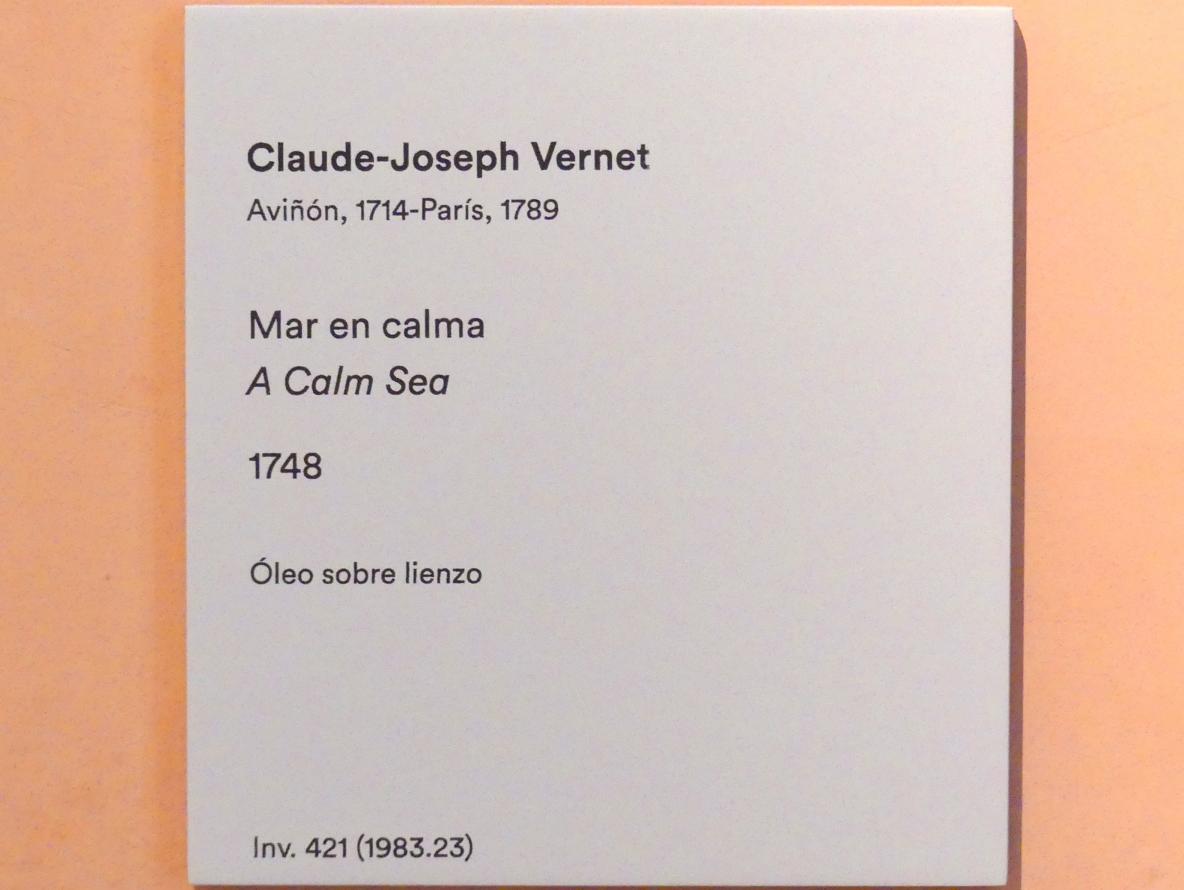 Claude Joseph Vernet (1742–1774), Die ruhige See, Madrid, Museo Thyssen-Bornemisza, Saal 28, französische und englische Malerei des 18. Jahrhunderts, 1748, Bild 2/2