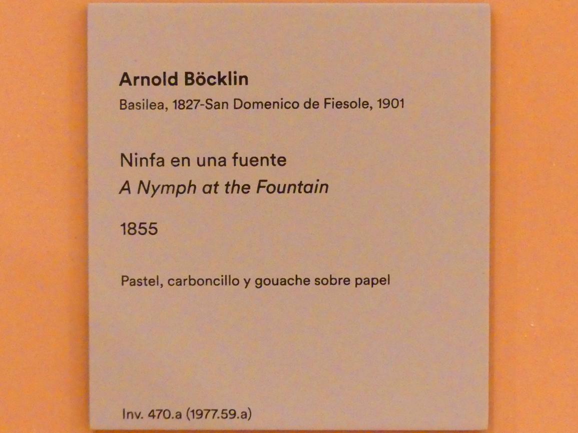 Arnold Böcklin (1851–1897), Eine Nymphe an der Quelle, Madrid, Museo Thyssen-Bornemisza, Saal 31, europäische Malerei des 19. Jahrhunderts, 1855, Bild 2/2