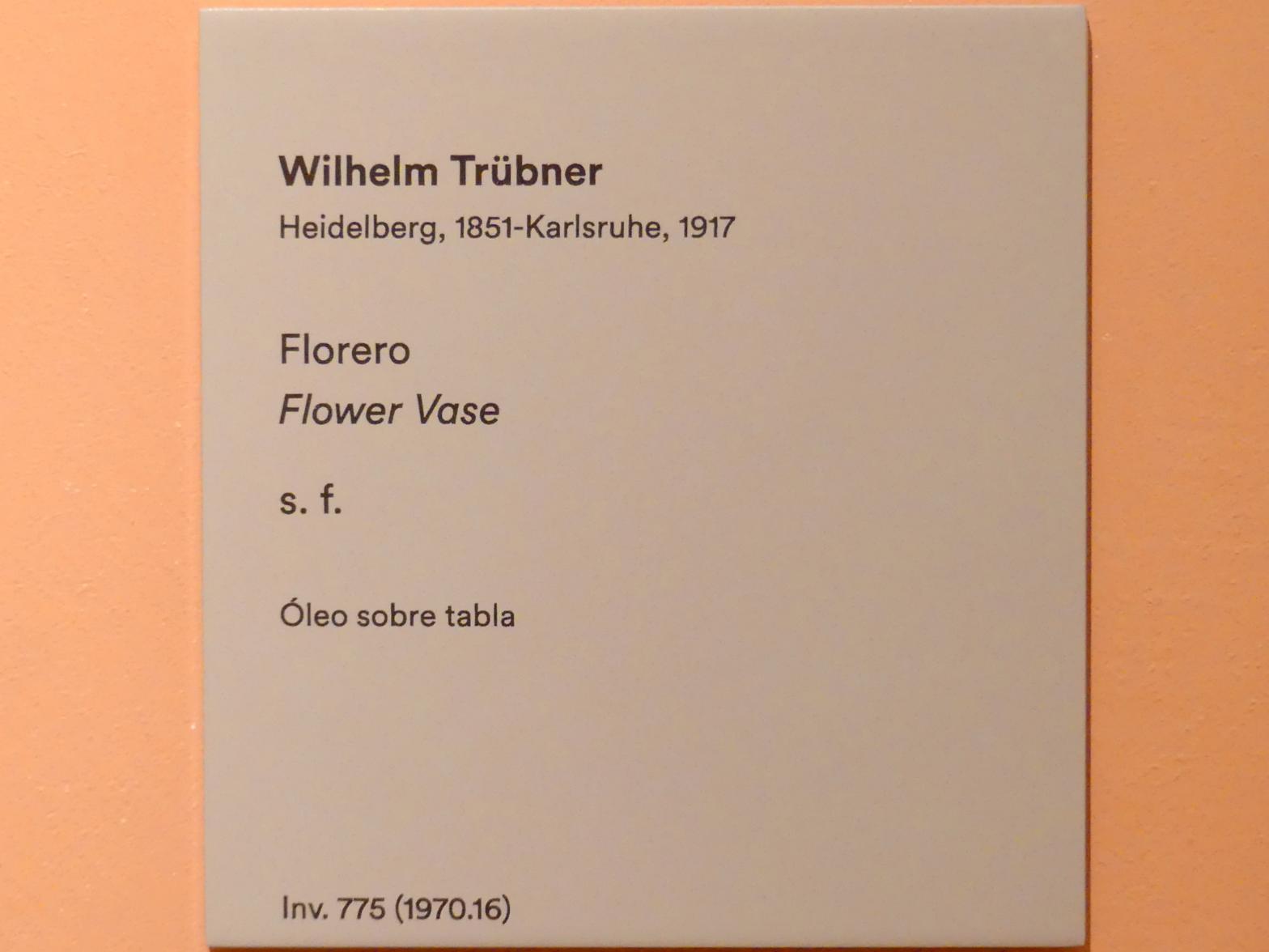 Wilhelm Trübner (1871–1914), Blumenvase, Madrid, Museo Thyssen-Bornemisza, Saal 31, europäische Malerei des 19. Jahrhunderts, Undatiert, Bild 2/2