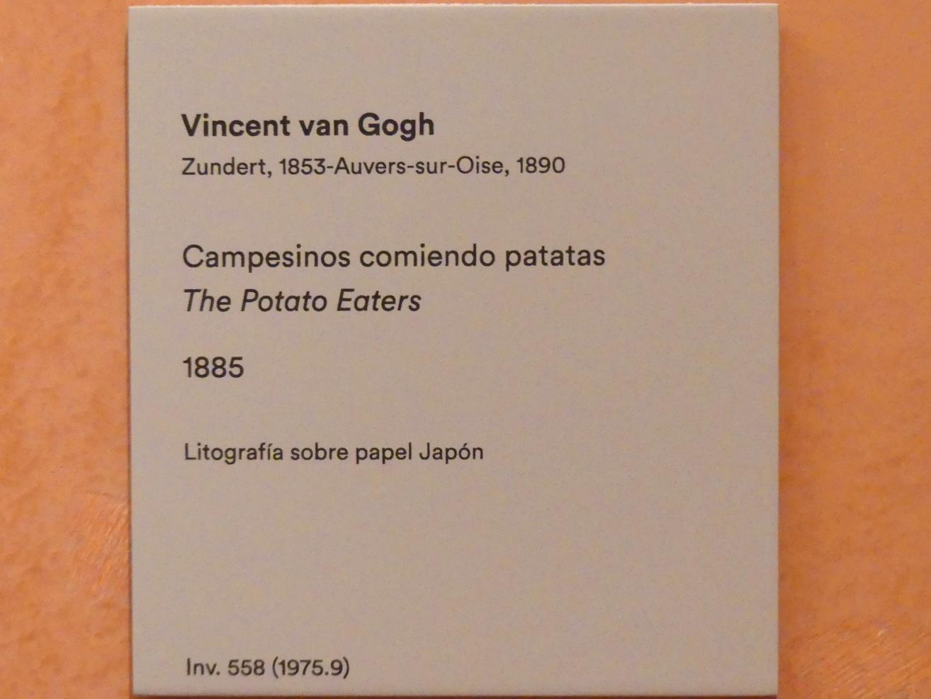 Vincent van Gogh (1882–1890), Die Kartoffelesser, Madrid, Museo Thyssen-Bornemisza, Saal 32, europäische Malerei des 19. Jahrhunderts, 1885, Bild 3/3