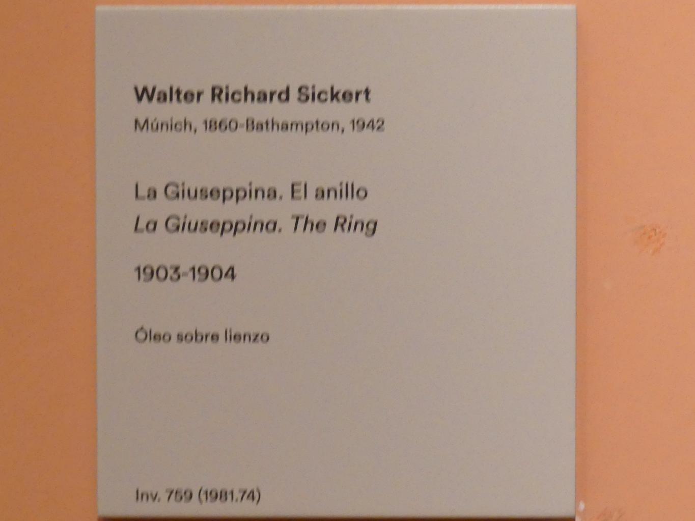 Walter Richard Sickert (1897–1903), Die Josephine. Der Ring, Madrid, Museo Thyssen-Bornemisza, Saal 33, europäische Malerei des 19. Jahrhunderts, 1903–1904, Bild 2/2