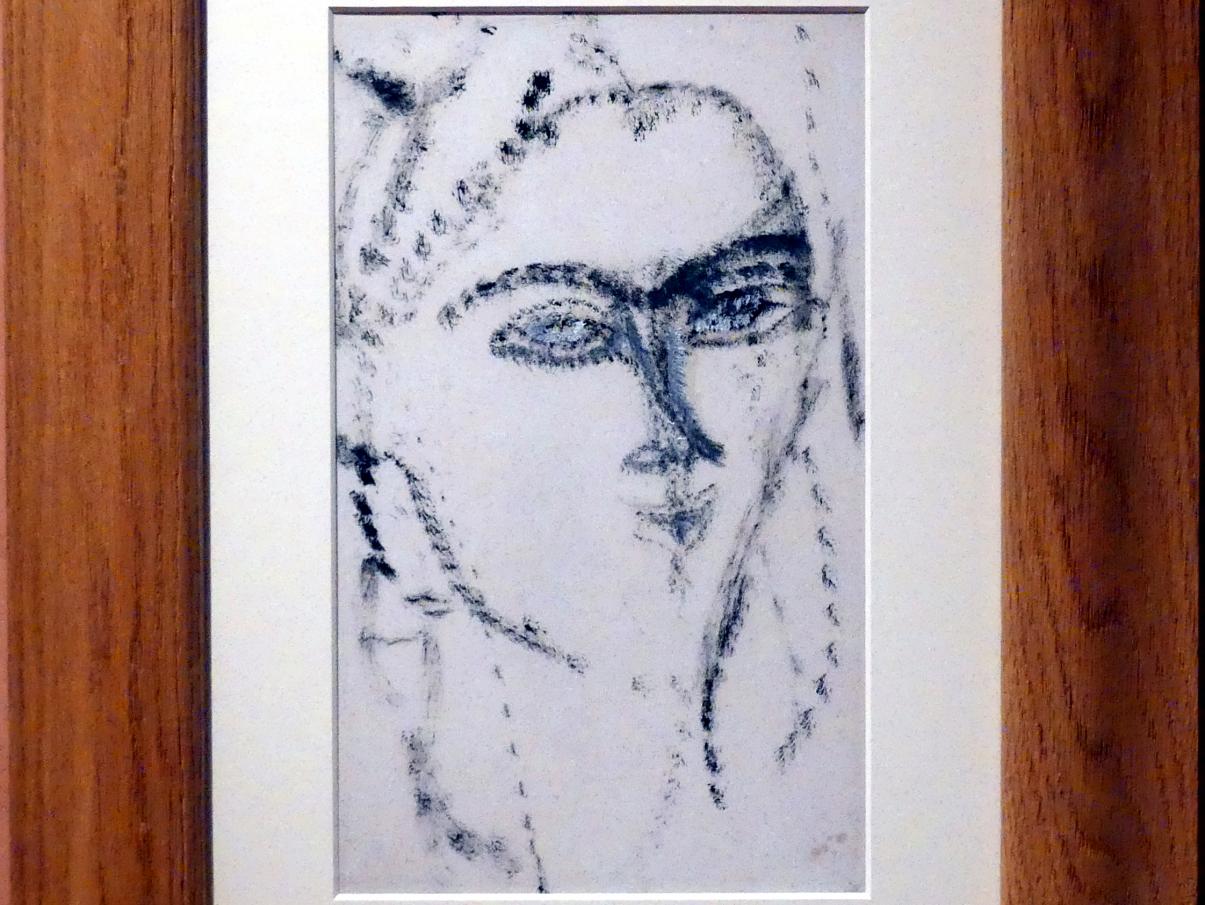 Amedeo Modigliani (1911–1918), Frauenkopf (Kiki de Montparnasse?), Madrid, Museo Thyssen-Bornemisza, Saal 34. europäische Malerei der ersten Hälfte des 20. Jahrhunderts, 1915, Bild 2/4