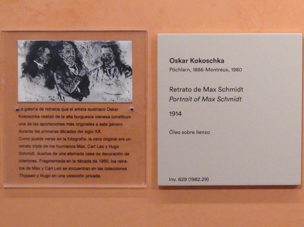 Oskar Kokoschka (1909–1955), Porträt von Max Schmidt, Madrid, Museo Thyssen-Bornemisza, Saal 35. europäische Malerei der ersten Hälfte des 20. Jahrhunderts, 1914, Bild 2/2