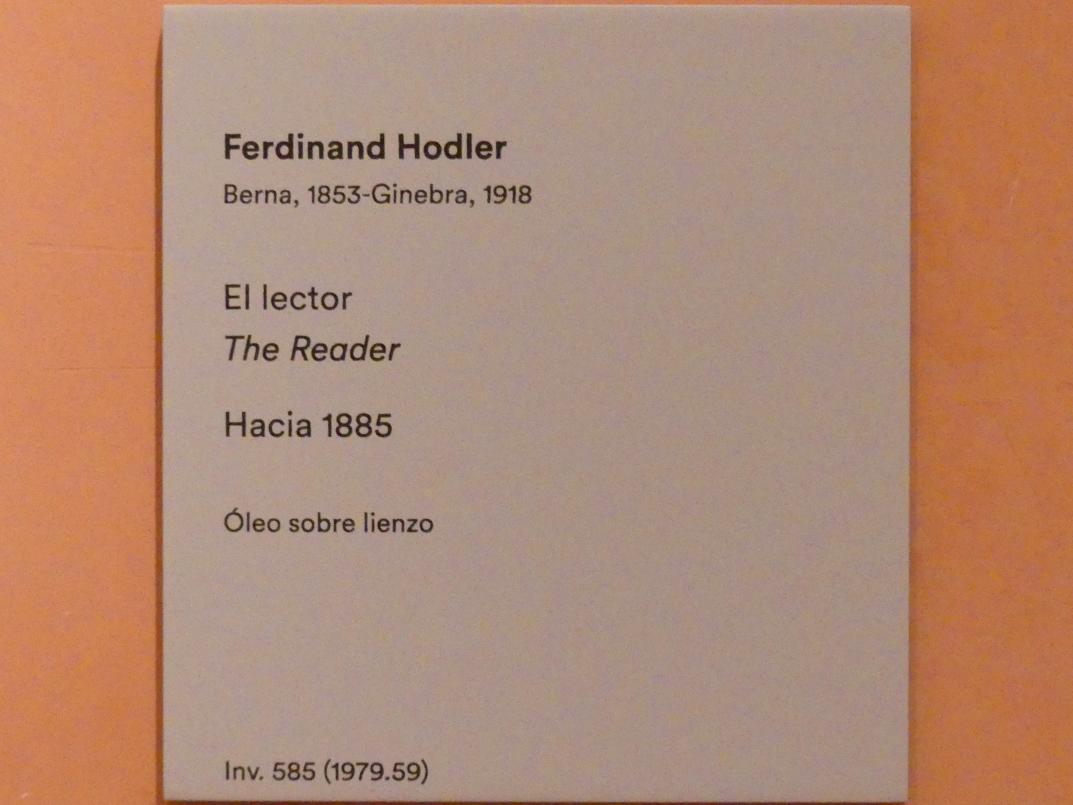 Ferdinand Hodler (1882–1915), Der Leser, Madrid, Museo Thyssen-Bornemisza, Saal 35. europäische Malerei der ersten Hälfte des 20. Jahrhunderts, um 1885, Bild 2/2