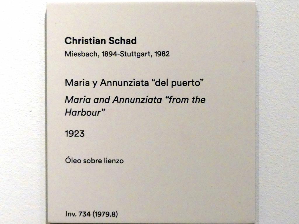 Christian Schad (1919–1934), Maria und Annunziata 'vom Hafen', Madrid, Museo Thyssen-Bornemisza, Saal 39, Realismus der Zwischenkriegszeit, 1923, Bild 2/2