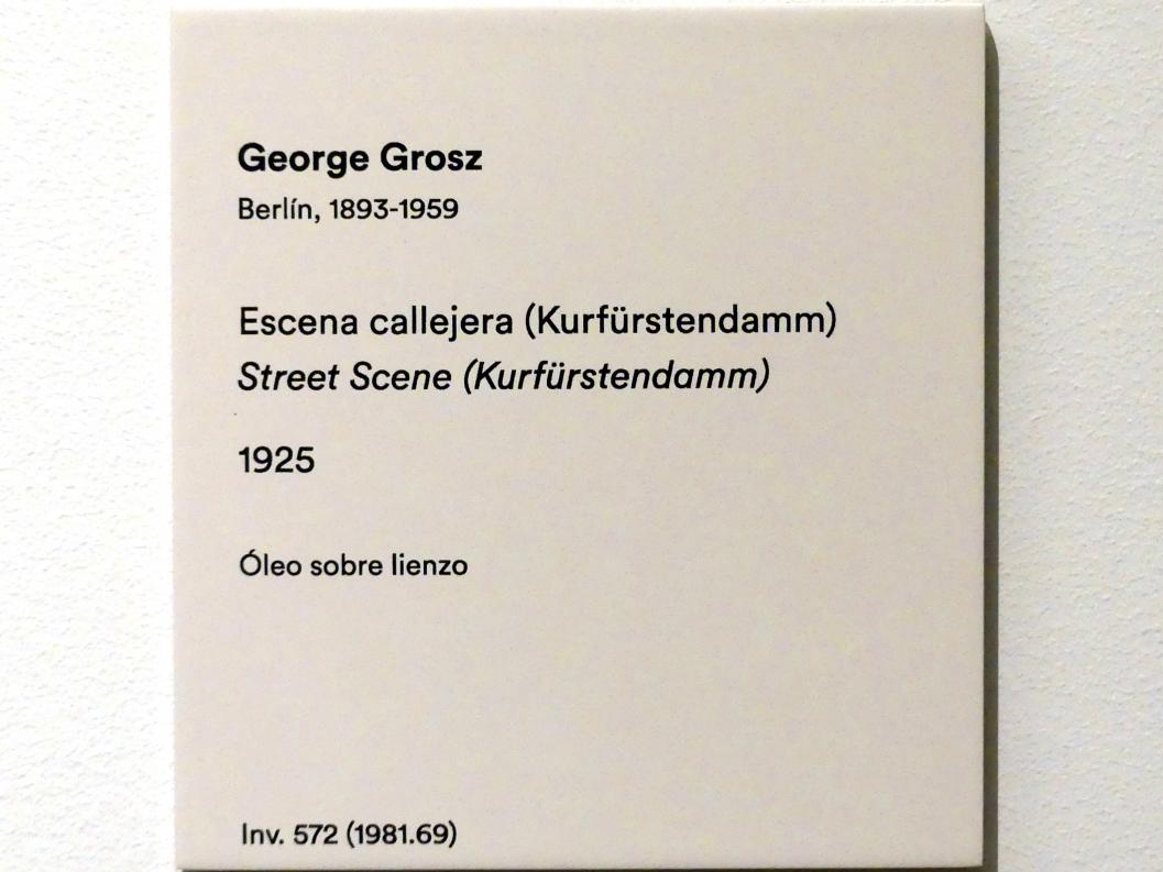 George Grosz (1915–1931), Straßenszene (Kurfürstendamm), Madrid, Museo Thyssen-Bornemisza, Saal 39, Realismus der Zwischenkriegszeit, 1925, Bild 2/2