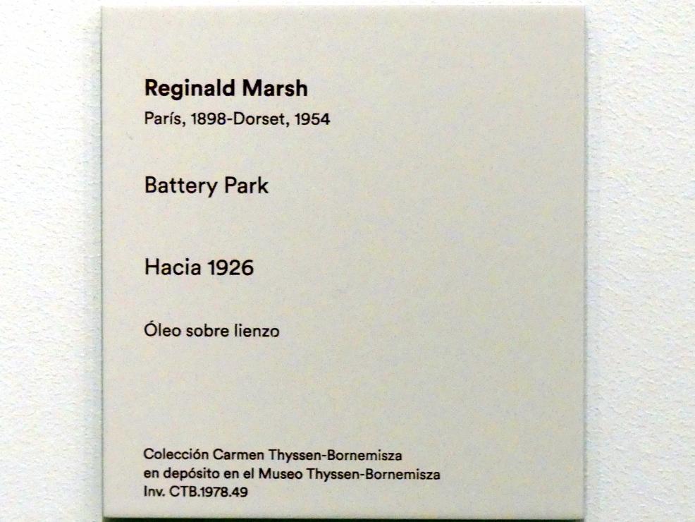 Reginald Marsh (1926–1933), Battery Park (New York), Madrid, Museo Thyssen-Bornemisza, Saal 40, Realismus der Zwischenkriegszeit, um 1926, Bild 3/3