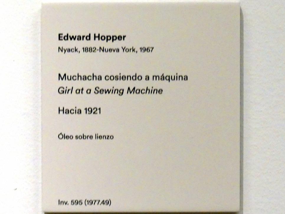 Edward Hopper (1921–1944), Mädchen an einer Nähmaschine, Madrid, Museo Thyssen-Bornemisza, Saal 40, Realismus der Zwischenkriegszeit, um 1921, Bild 2/2