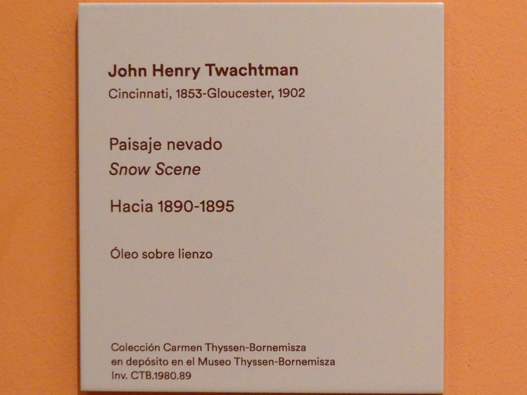 John Henry Twachtman (1885–1896), Schneelandschaft, Madrid, Museo Thyssen-Bornemisza, Saal J, nordamerikanische Malerei des 19. Jahrhunderts, um 1890–1895, Bild 2/2