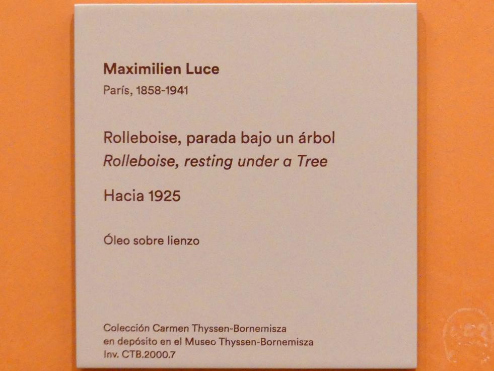 Maximilien Luce (1887–1930), Rast unter einem Baum bei Rolleboise, Madrid, Museo Thyssen-Bornemisza, Saal K, europäische Malerei des 19.Jahrhunderts, um 1925, Bild 2/2
