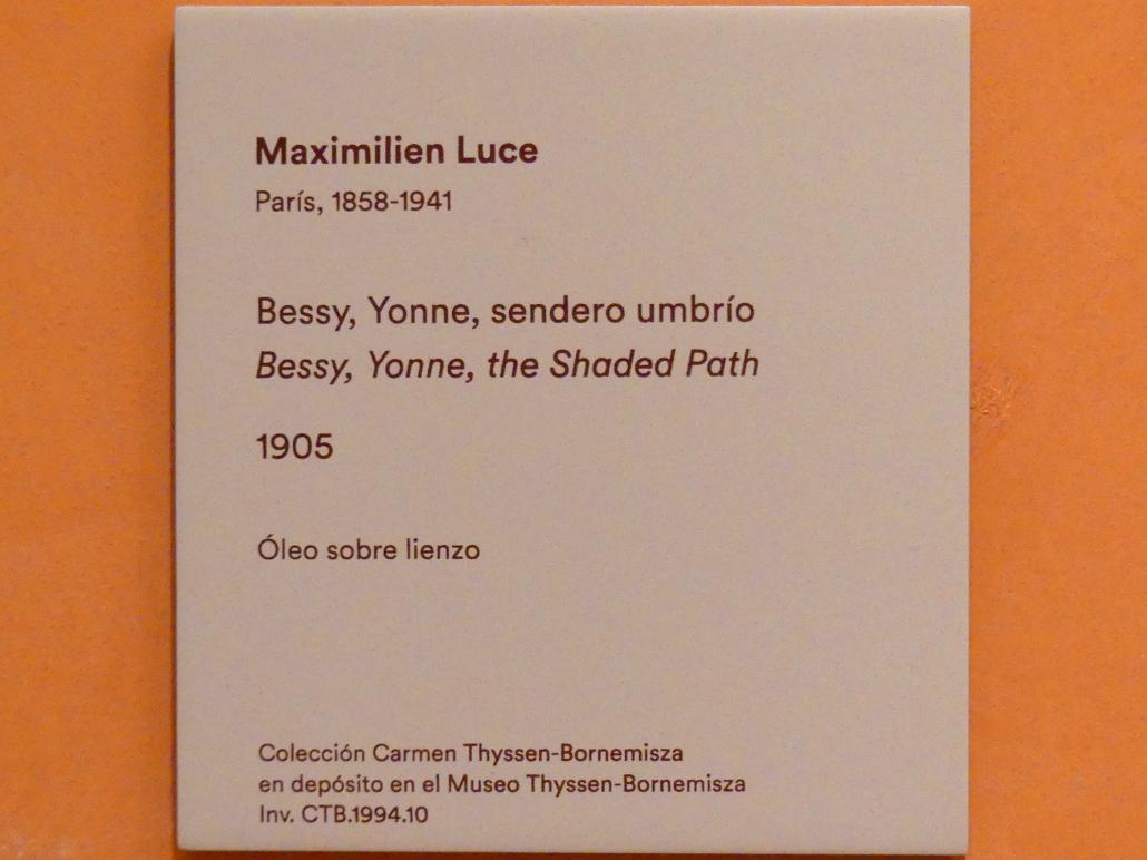 Maximilien Luce (1887–1930), Bessy, Yonne, schattiger Pfad, Madrid, Museo Thyssen-Bornemisza, Saal K, europäische Malerei des 19.Jahrhunderts, 1905, Bild 2/2