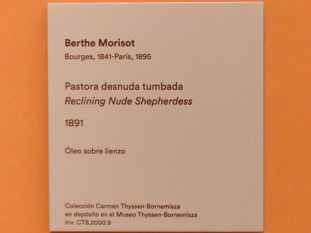 Berthe Morisot (1870–1894), Liegender Akt einer Hirtin, Madrid, Museo Thyssen-Bornemisza, Saal L, europäische Malerei des 19.Jahrhunderts, 1891, Bild 2/2