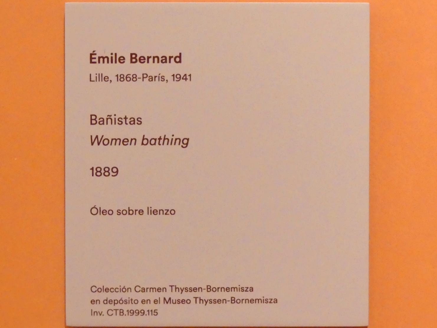 Émile Bernard (1887–1890), Badende Frauen, Madrid, Museo Thyssen-Bornemisza, Saal L, europäische Malerei des 19.Jahrhunderts, 1889, Bild 2/2