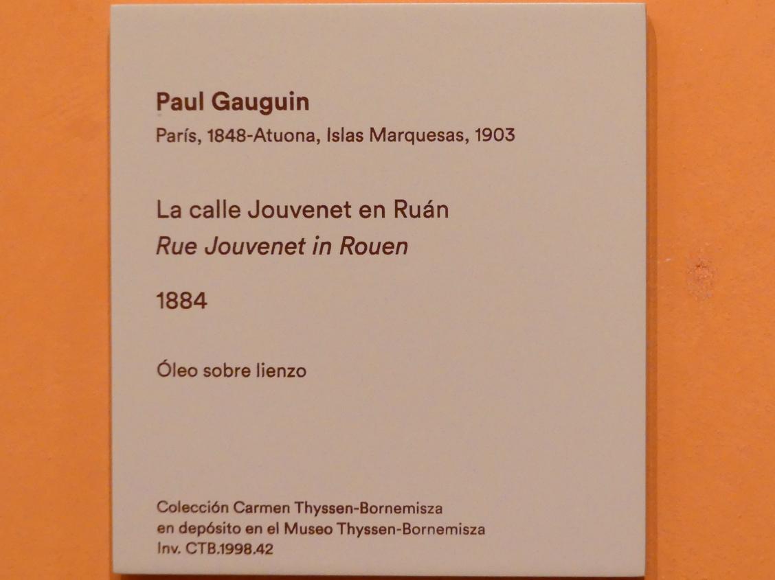 Paul Gauguin (1875–1902), Rue Jouvenet in Rouen, Madrid, Museo Thyssen-Bornemisza, Saal L, europäische Malerei des 19.Jahrhunderts, 1884, Bild 2/2