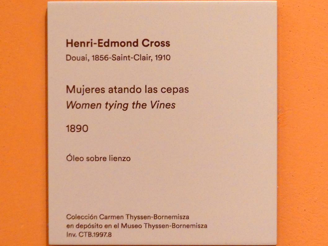 Henri Edmond Cross (1890–1902), Frau beim Binden der Weinreben, Madrid, Museo Thyssen-Bornemisza, Saal M, europäische Malerei des 19.Jahrhunderts, 1890, Bild 2/2