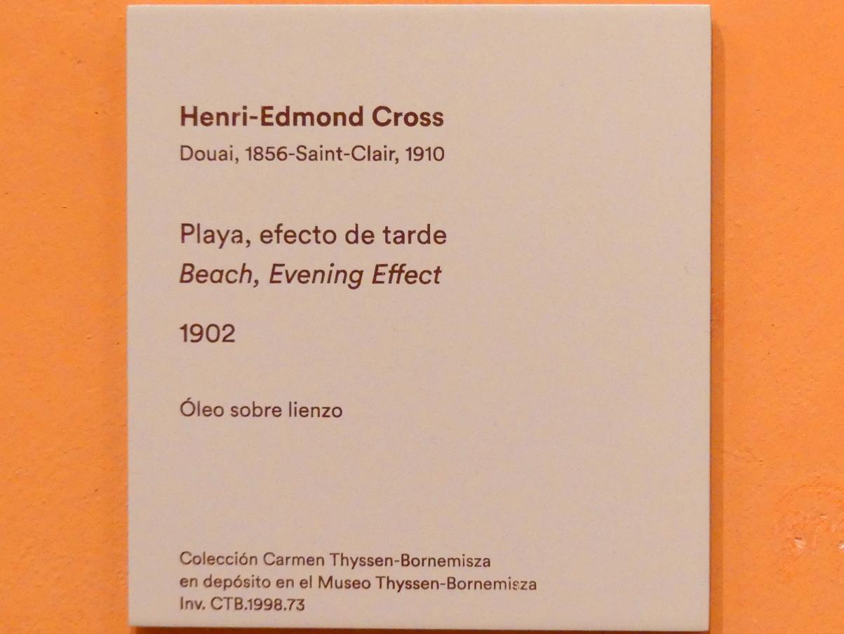 Henri Edmond Cross (1890–1902), Strand, Abendeffekt, Madrid, Museo Thyssen-Bornemisza, Saal M, europäische Malerei des 19.Jahrhunderts, 1902, Bild 2/2