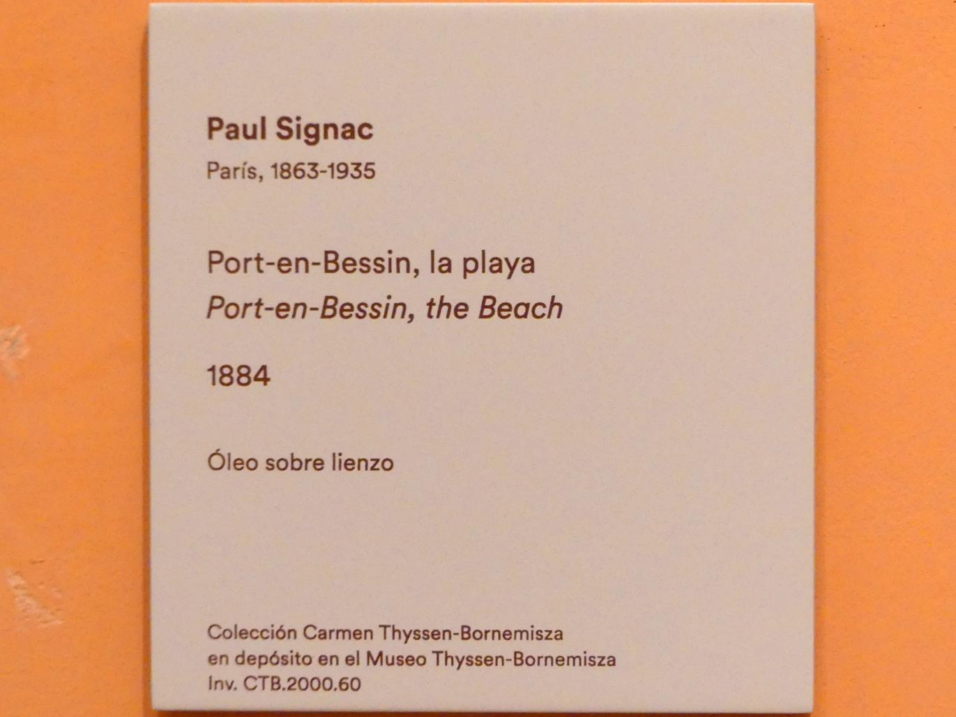 Paul Signac (1883–1933), Strand von Port-en-Bessin, Madrid, Museo Thyssen-Bornemisza, Saal M, europäische Malerei des 19.Jahrhunderts, 1884, Bild 2/2