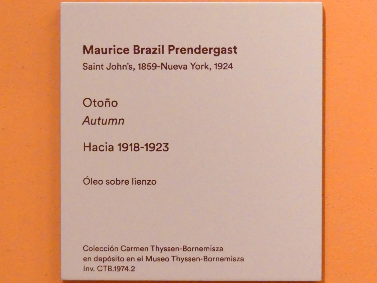 Maurice Brazil Prendergast (1898–1920), Herbst, Madrid, Museo Thyssen-Bornemisza, Saal M, europäische Malerei des 19.Jahrhunderts, um 1918–1923, Bild 2/2