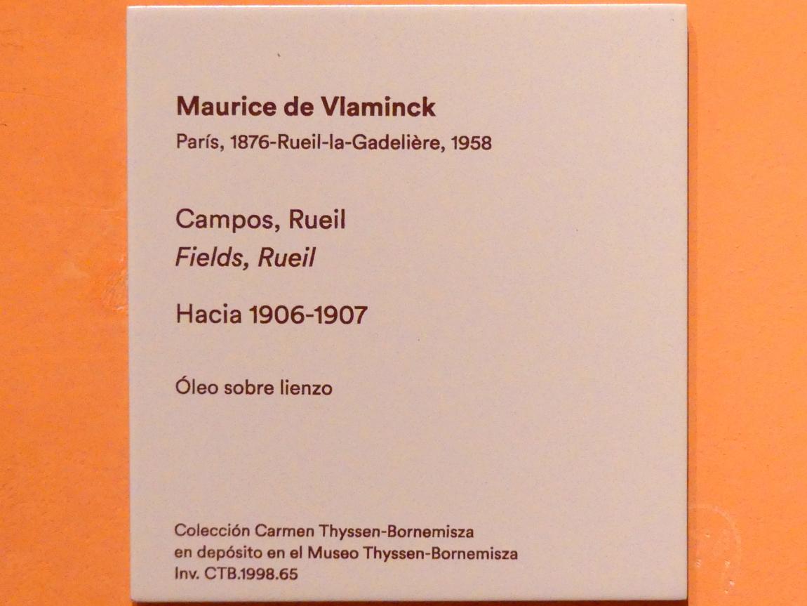Maurice de Vlaminck (1905–1930), Felder in Rueil, Madrid, Museo Thyssen-Bornemisza, Saal O, europäische Malerei der ersten Hälfte des 20. Jahrhundert, um 1906–1907, Bild 2/2