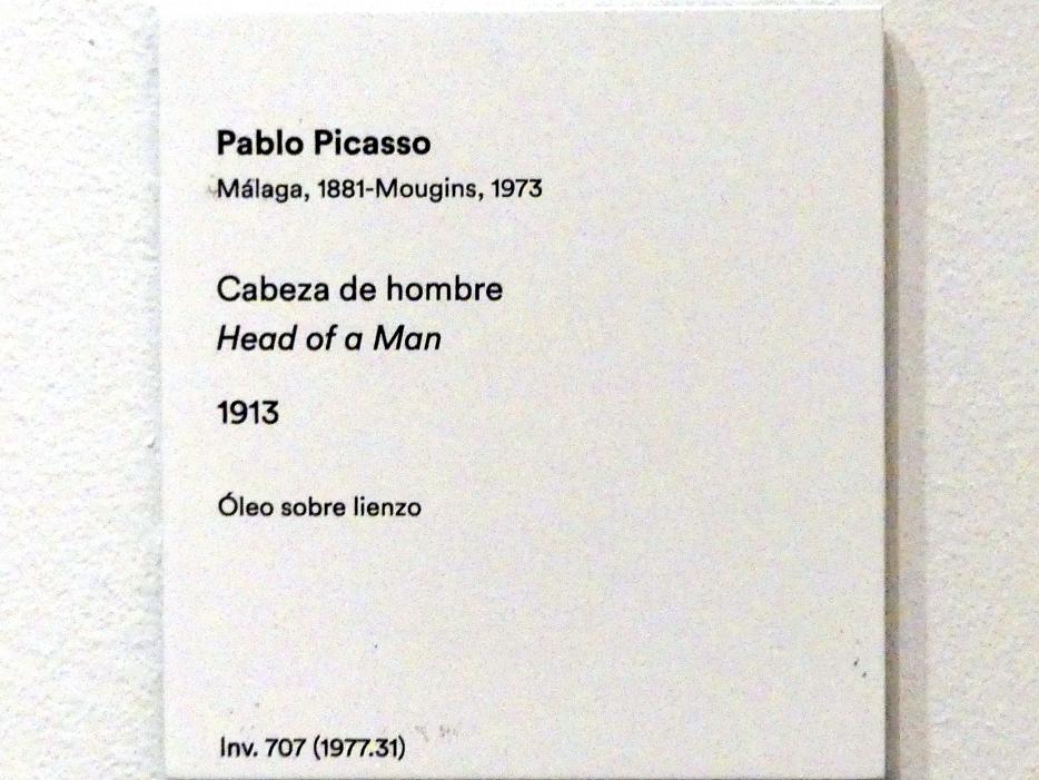 Pablo Picasso (1897–1972), Kopf eines Mannes, Madrid, Museo Thyssen-Bornemisza, Saal 41, europäische Malerei der ersten Hälfte des 20. Jahrhunderts, 1913, Bild 2/2