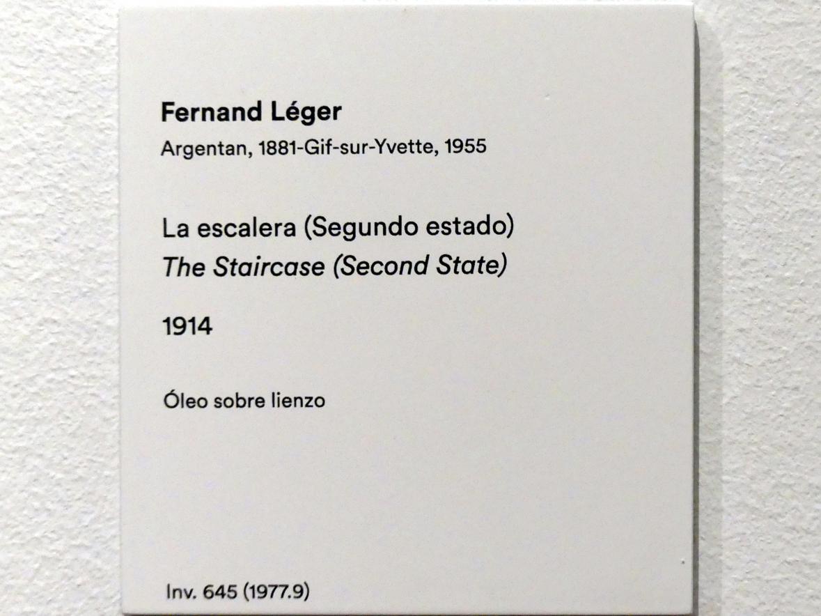 Fernand Léger (1912–1954), Treppenhaus (zweiter Zustand), Madrid, Museo Thyssen-Bornemisza, Saal 41, europäische Malerei der ersten Hälfte des 20. Jahrhunderts, 1914, Bild 2/2