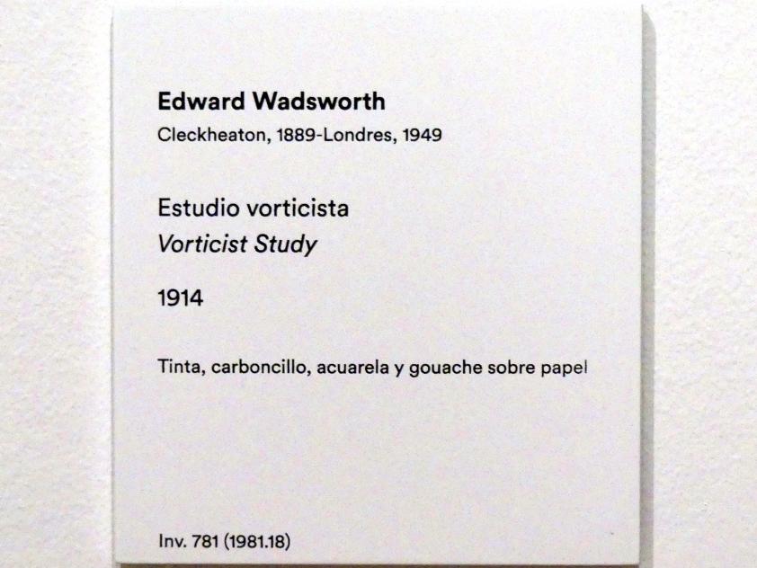 Edward Wadsworth (1914), Vortizismus-Studie, Madrid, Museo Thyssen-Bornemisza, Saal 42, europäische Malerei der ersten Hälfte des 20. Jahrhunderts, 1914, Bild 2/2