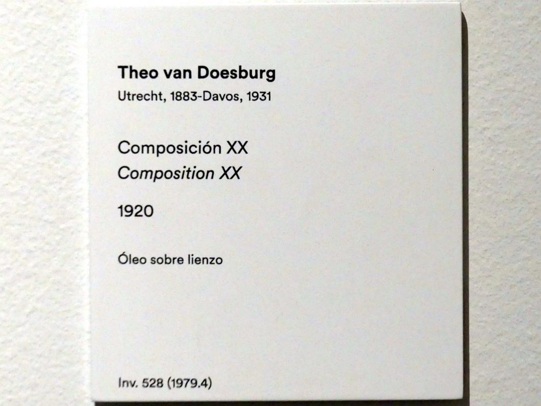 Theo van Doesburg (1920–1927), Komposition XX, Madrid, Museo Thyssen-Bornemisza, Saal 43, Pioniere der Abstraktion, 1920, Bild 2/2