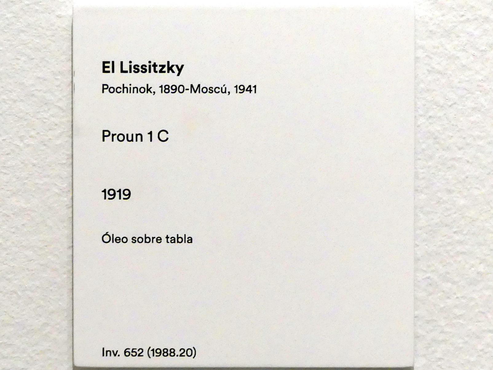 El Lissitzky (1919–1923), Proun 1 C, Madrid, Museo Thyssen-Bornemisza, Saal 43, Pioniere der Abstraktion, 1919, Bild 2/2