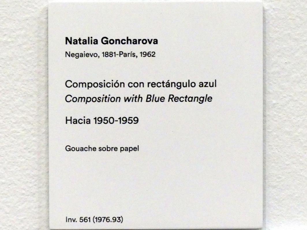 Natalija Sergejewna Gontscharowa (1908–1954), Komposition mit blauem Rechteck, Madrid, Museo Thyssen-Bornemisza, Saal 43, Pioniere der Abstraktion, um 1950–1959, Bild 2/2