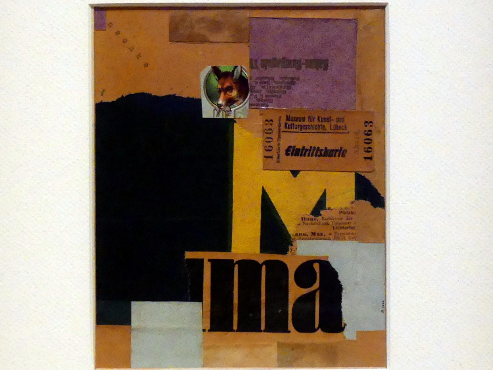 Kurt Schwitters (1919–1947), Eintrittskarte (Mz 456), Madrid, Museo Thyssen-Bornemisza, Saal 44, Dada und Surrealismus, 1922, Bild 2/3