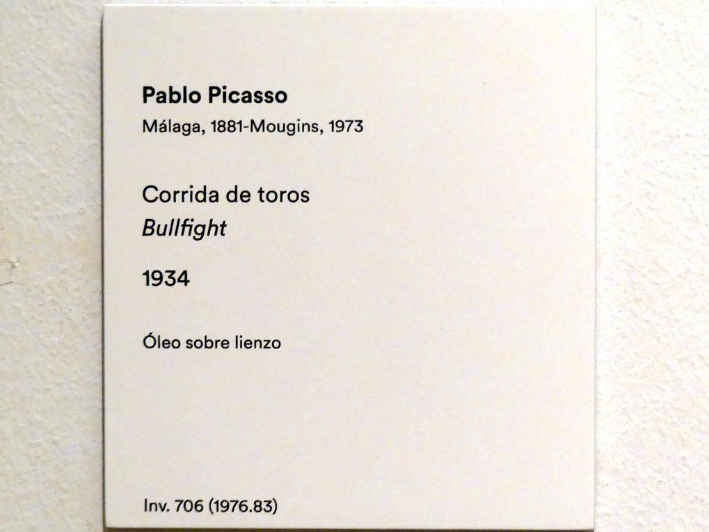 Pablo Picasso (1897–1972), Stierkampf, Madrid, Museo Thyssen-Bornemisza, Saal 45, Surrealismus und neue Ordnung, 1934, Bild 2/2