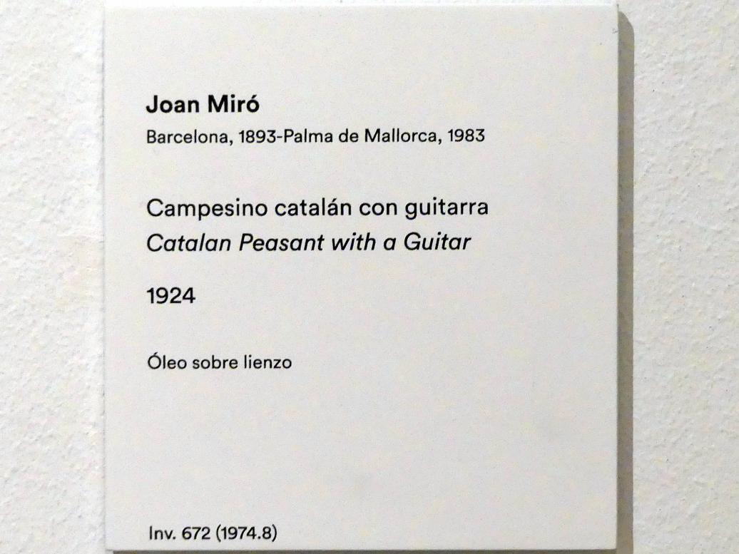 Joan Miró (1917–1970), Katalanischer Bauer mit Gitarre, Madrid, Museo Thyssen-Bornemisza, Saal 46, nordamerikanische Malerei des 20. Jahrhunderts, 1924, Bild 2/2