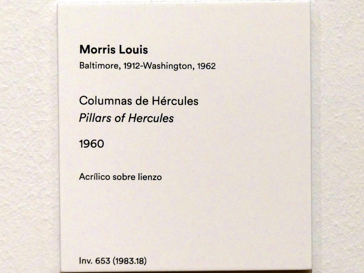 Morris Louis (1958–1961), Säulen des Herkules, Madrid, Museo Thyssen-Bornemisza, Saal 46, nordamerikanische Malerei des 20. Jahrhunderts, 1960, Bild 2/2