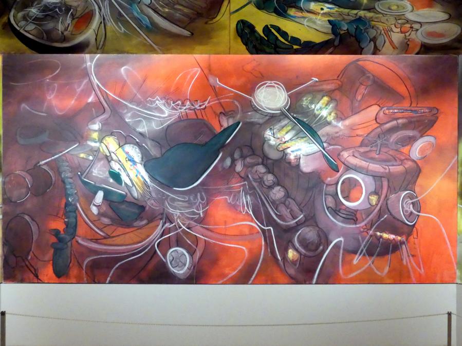 Roberto Antonio Sebastián Matta (1939–1970), Große Erwartungen. Aus dem Zyklus: der grelle Ausgestoßene, Madrid, Museo Thyssen-Bornemisza, Saal 46, nordamerikanische Malerei des 20. Jahrhunderts, 1966, Bild 2/6