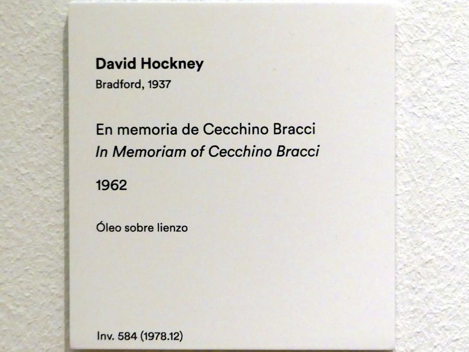 David Hockney (1962–2007), Im Gedenken an Cecchino Bracci, Madrid, Museo Thyssen-Bornemisza, Saal 48, Neo-Dadaismus und Pop-Art, 1962, Bild 2/2