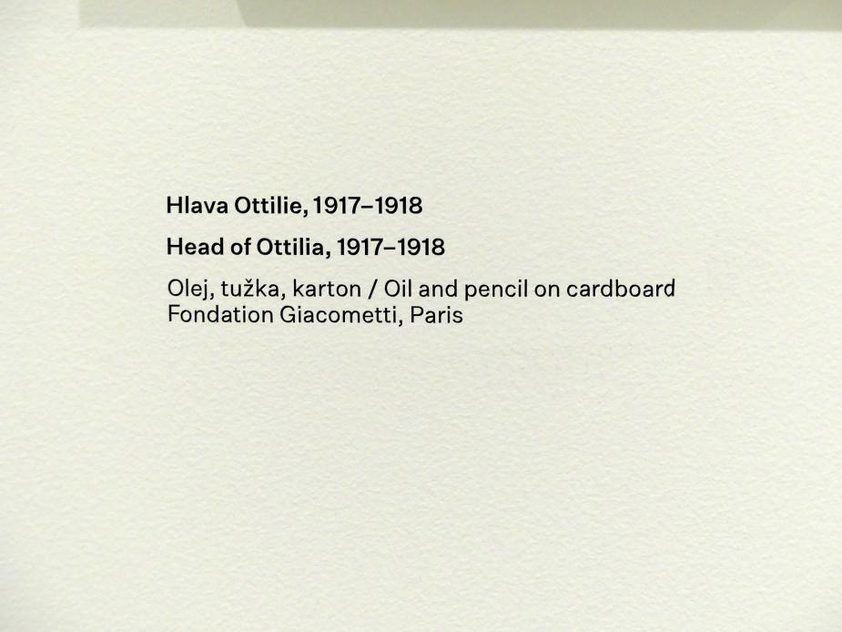 Alberto Giacometti (1914–1965), Kopfbild Ottilia Giacometti, Prag, Nationalgalerie im Messepalast, Ausstellung "Alberto Giacometti" vom 18.07.-01.12.2019, Familie, 1917–1918, Bild 3/3