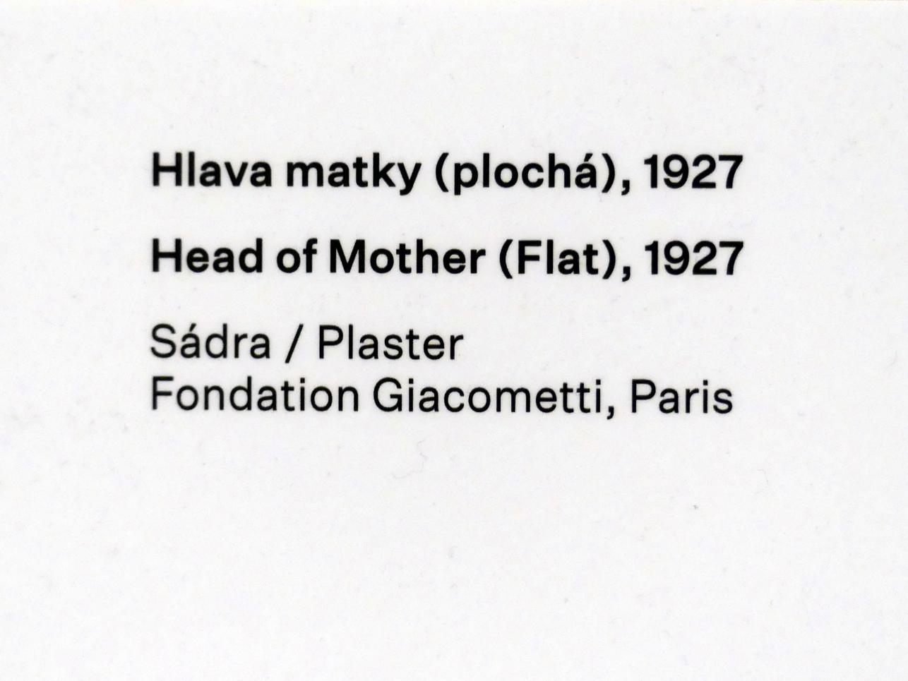 Alberto Giacometti (1914–1965), Büste der Mutter, Prag, Nationalgalerie im Messepalast, Ausstellung "Alberto Giacometti" vom 18.07.-01.12.2019, Familie, 1927, Bild 2/2