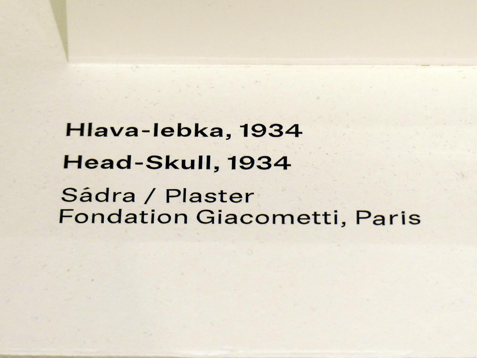 Alberto Giacometti (1914–1965), Kopf-Schädel, Prag, Nationalgalerie im Messepalast, Ausstellung "Alberto Giacometti" vom 18.07.-01.12.2019, Avantgarde, 1934, Bild 4/4