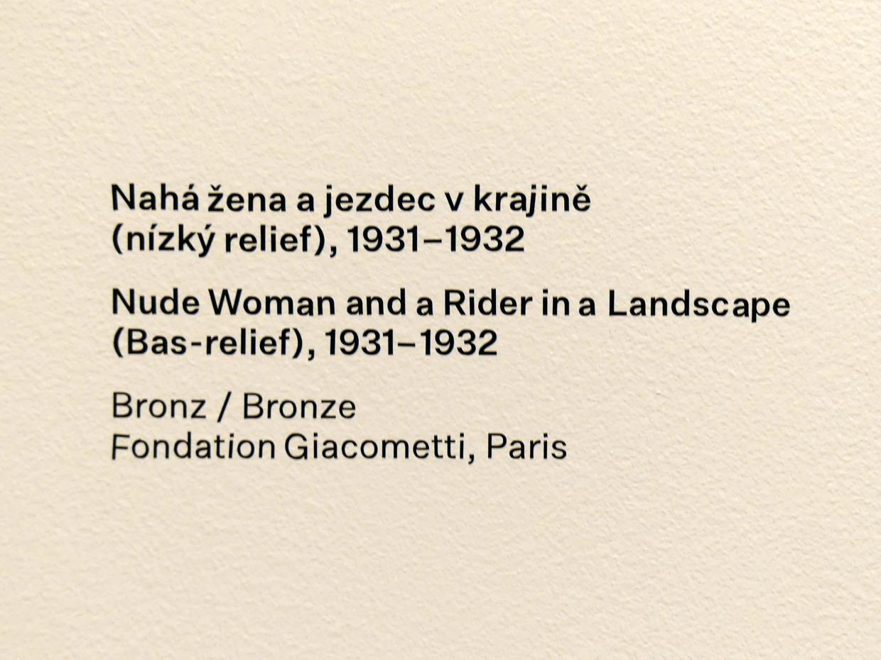 Alberto Giacometti (1914–1965), Weiblicher Akt und ein Reiter in der Landschaft (Flachrelief), Prag, Nationalgalerie im Messepalast, Ausstellung "Alberto Giacometti" vom 18.07.-01.12.2019, Avantgarde, 1931–1932, Bild 2/2