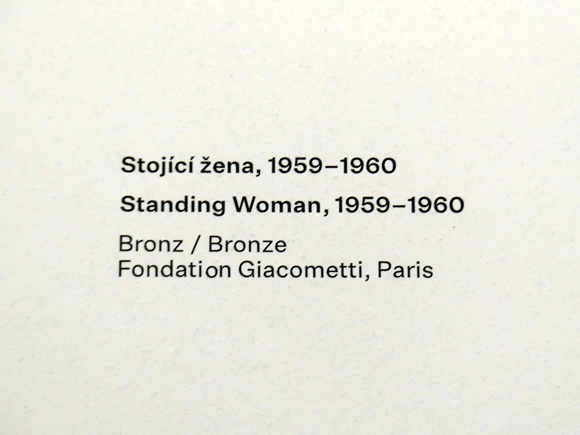 Alberto Giacometti (1914–1965), Stehende Frau, Prag, Nationalgalerie im Messepalast, Ausstellung "Alberto Giacometti" vom 18.07.-01.12.2019, Stehende Figuren, 1959–1960, Bild 4/4