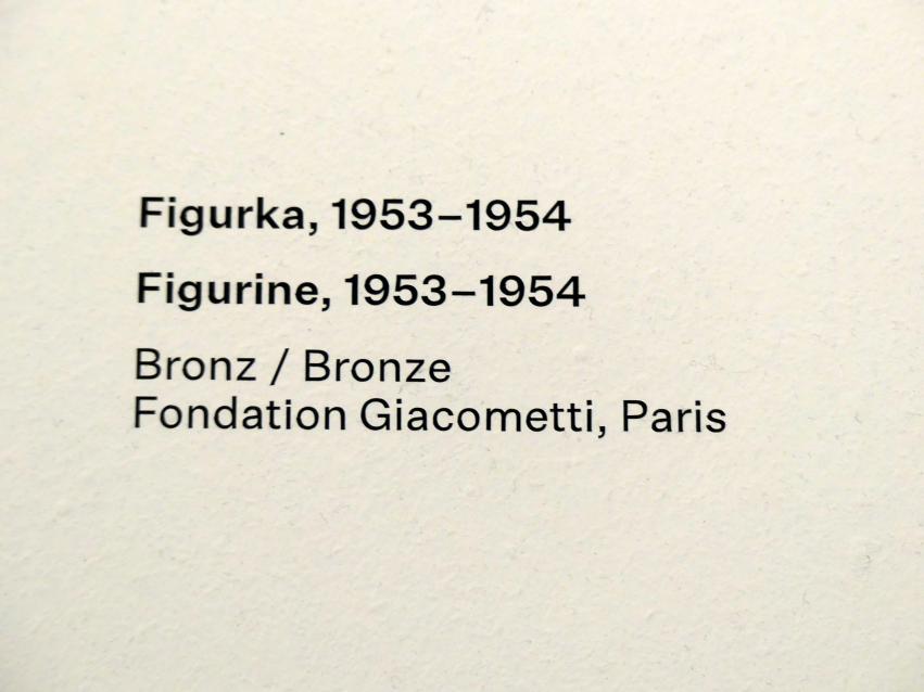 Alberto Giacometti (1914–1965), Statuette, Prag, Nationalgalerie im Messepalast, Ausstellung "Alberto Giacometti" vom 18.07.-01.12.2019, Stehende Figuren, 1953–1954, Bild 4/4