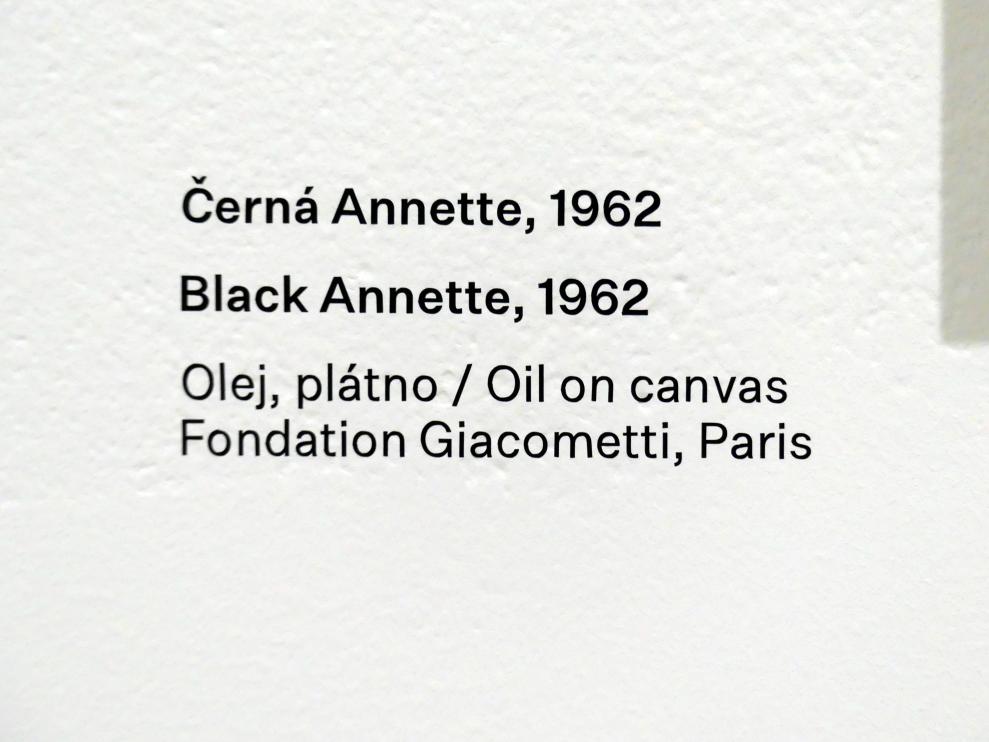 Alberto Giacometti (1914–1965), Schwarze Annette, Prag, Nationalgalerie im Messepalast, Ausstellung "Alberto Giacometti" vom 18.07.-01.12.2019, Köpfe, 1962, Bild 2/2