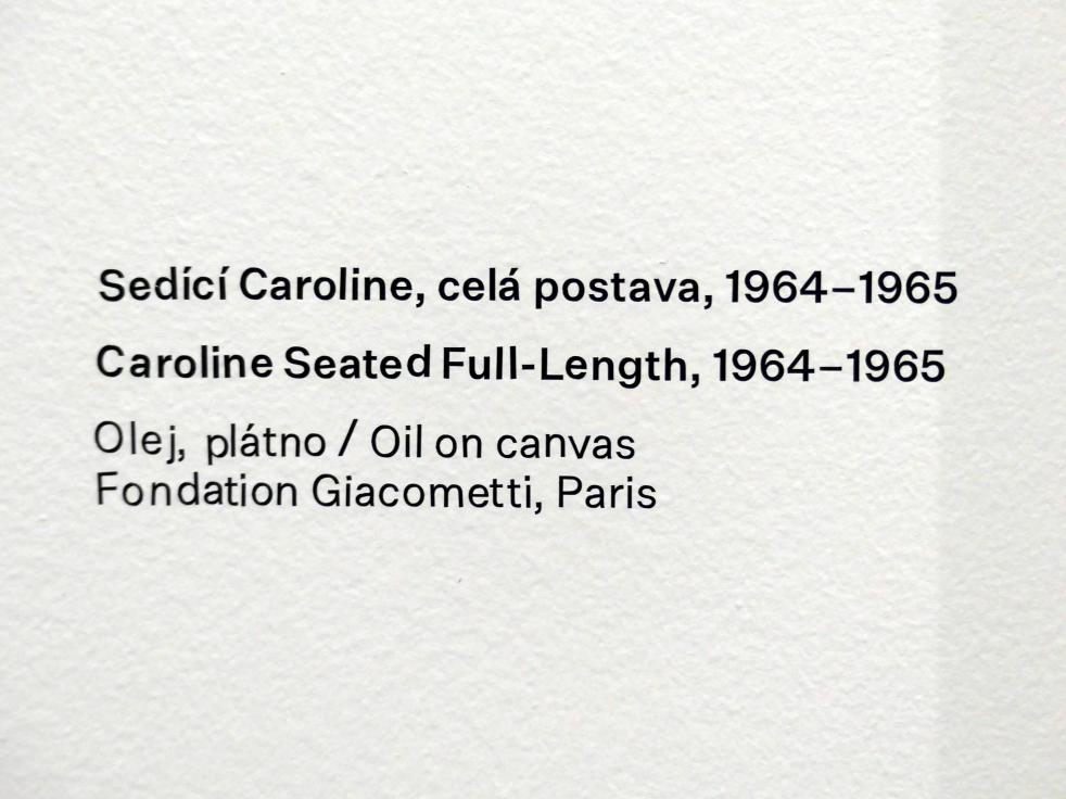 Alberto Giacometti (1914–1965), Caroline sitzend in Ganzfigur, Prag, Nationalgalerie im Messepalast, Ausstellung "Alberto Giacometti" vom 18.07.-01.12.2019, Köpfe, 1964–1965, Bild 2/2