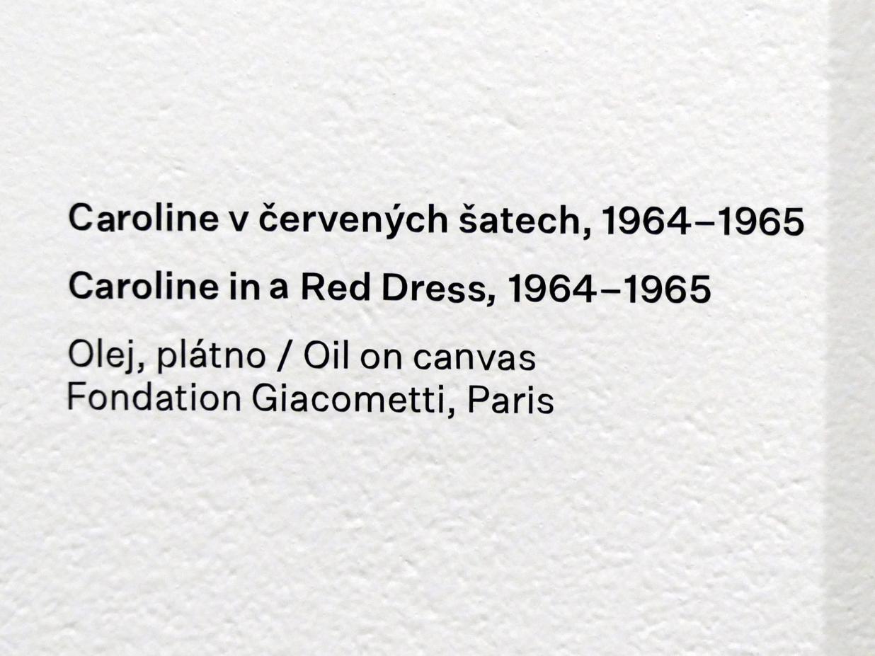 Alberto Giacometti (1914–1965), Caroline in rotem Kleid, Prag, Nationalgalerie im Messepalast, Ausstellung "Alberto Giacometti" vom 18.07.-01.12.2019, Köpfe, 1964–1965, Bild 2/2